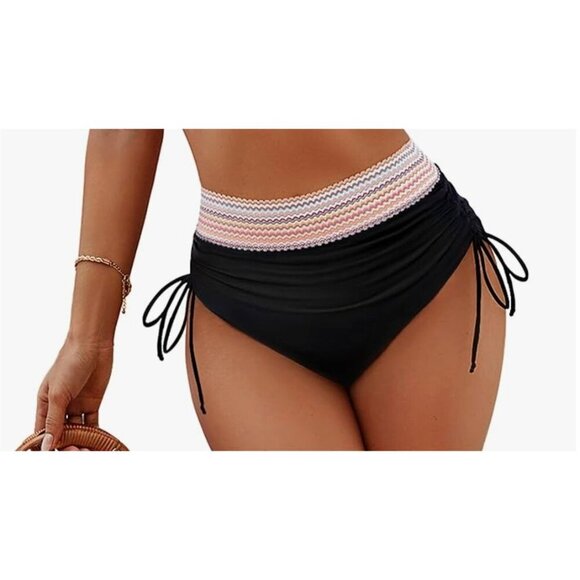 Black and Pink High-Waisted Bikini Blooming Jelly Sz. M - Picture 1 of 5